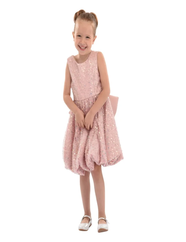 Pink Peach Ainsley Sequin Bow Dress