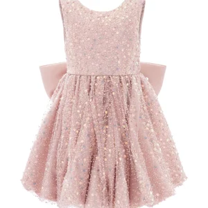 Pink Peach Ainsley Sequin Bow Dress