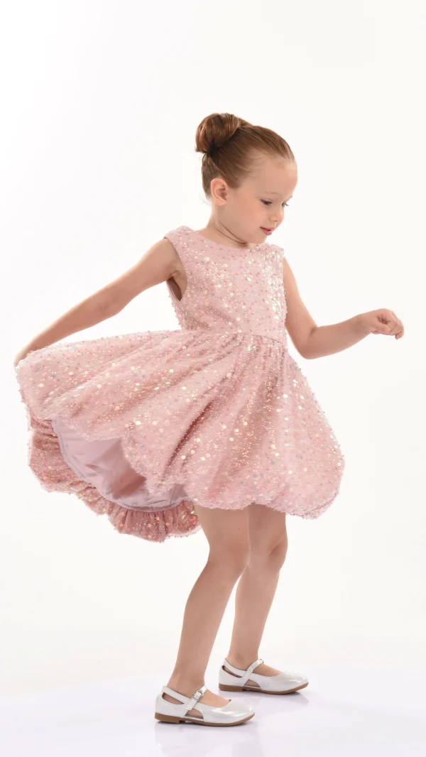 Pink Peach Ainsley Sequin Bow Dress