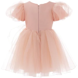 Pink Peach Bow Organza Dress