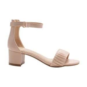 Pink Pleated Lined Band Block Heels