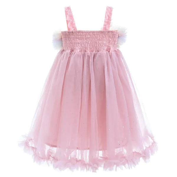 Pink Rainbow Ruffle Trapeze Dress