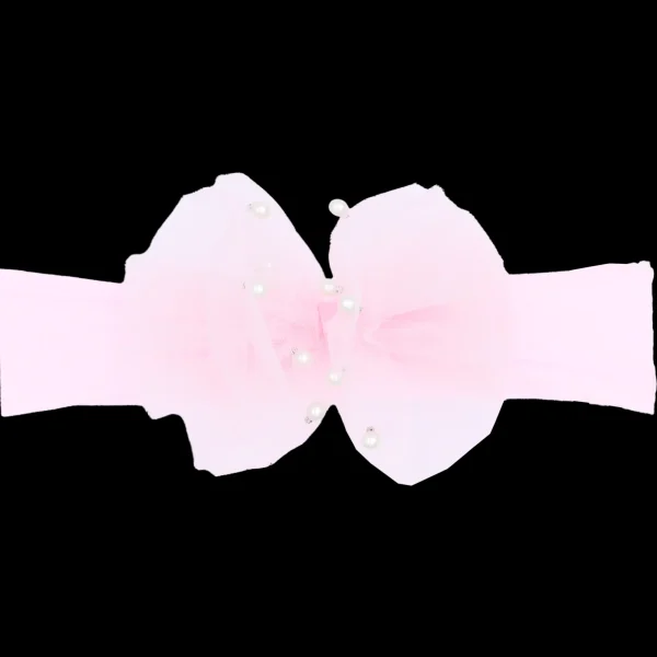 Pink Tulle Pearl Ribbon Headband