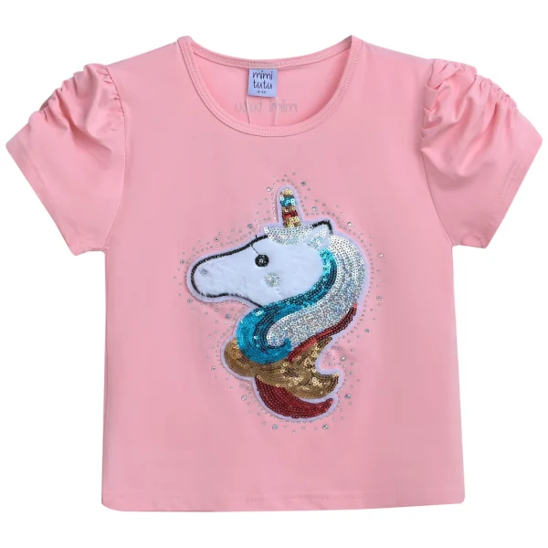 Pink Unicorn Applique T-Shirt