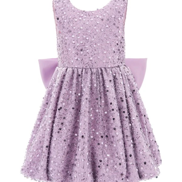 Purple Ainsley Sequin Bow Dress