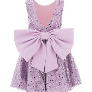 Purple Ainsley Sequin Bow Dress