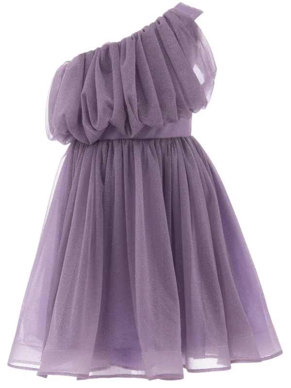 Purple Izorah Off Shoulder Glitter Dress