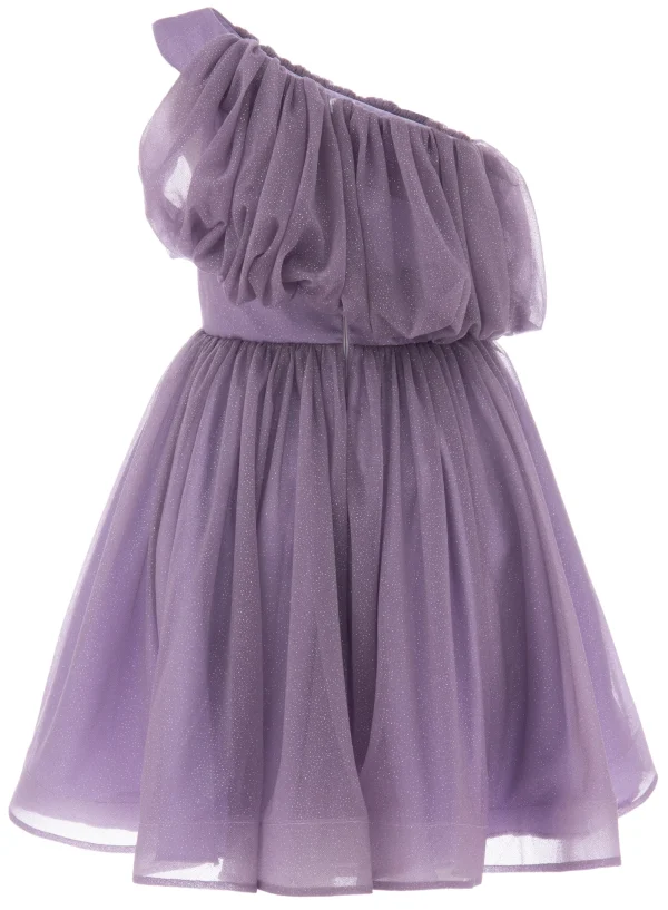 Purple Izorah Off Shoulder Glitter Dress