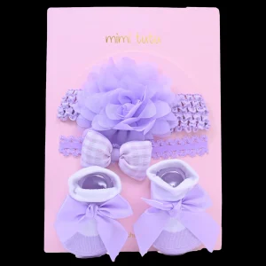 Purple Pastel Bow Flower Gift Set