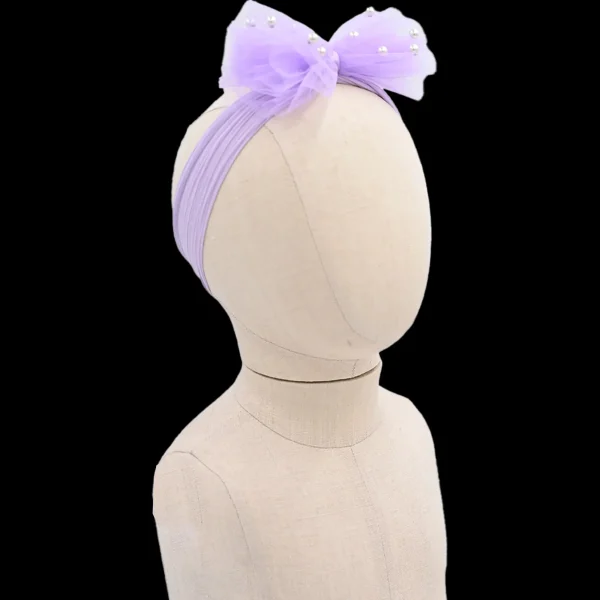 Purple Tulle Pearl Ribbon Headband