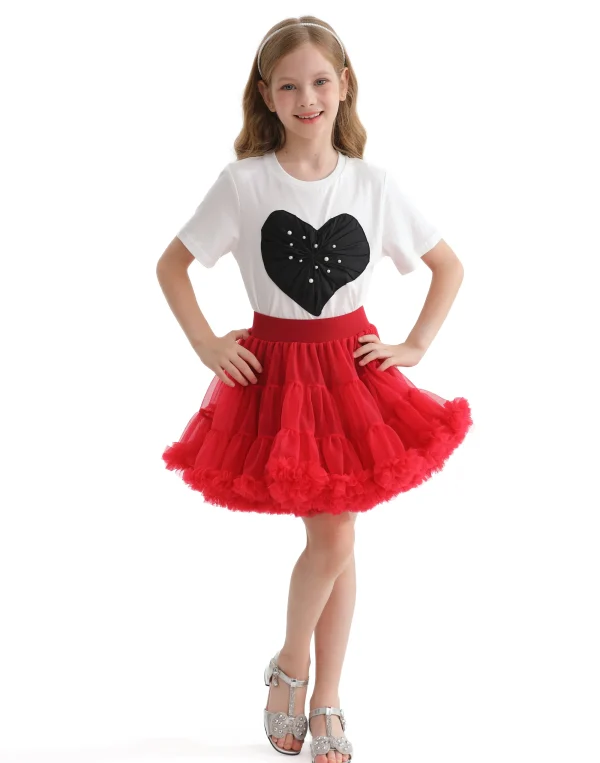 Red Cherry Bow Tulle Skirt