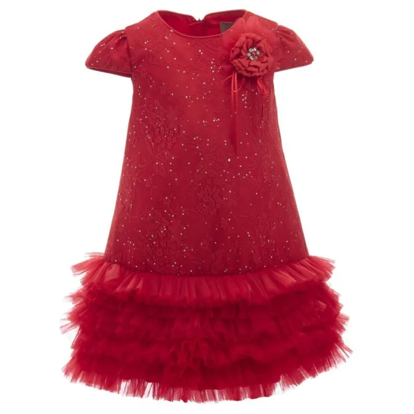 Red Glitter Empire Dress