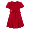 Red Harleigh Double Bow Pleated Dress