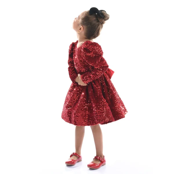 Red Merribrook Sequin Bow Dress