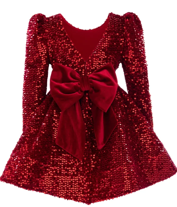 Red Merribrook Sequin Bow Dress