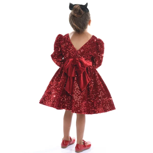 Red Merribrook Sequin Bow Dress