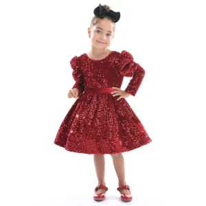 Red Merribrook Sequin Bow Dress