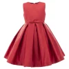 Red Pleated Satin Dress