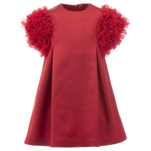 Red Ruffle Sleeve Dress