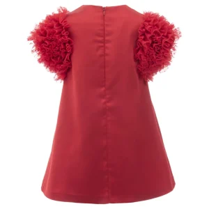 Red Ruffle Sleeve Dress