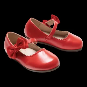 Red Satin Elodie Bow Flats