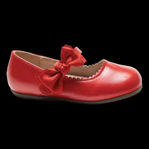 Red Satin Elodie Bow Flats