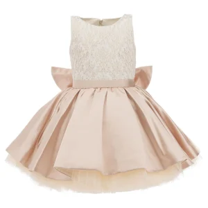 Rose Gold Elwood Satin Bow Dress