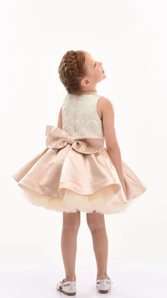 Rose Gold Elwood Satin Bow Dress