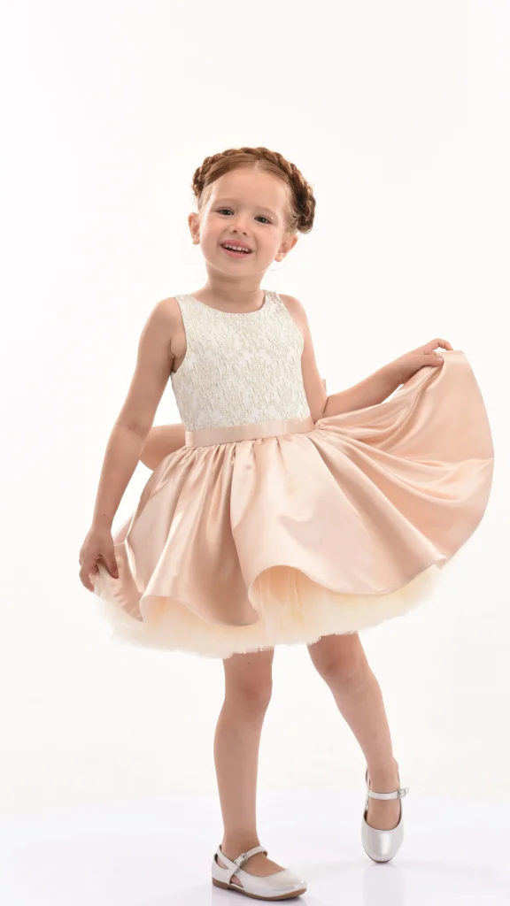 Rose Gold Elwood Satin Bow Dress