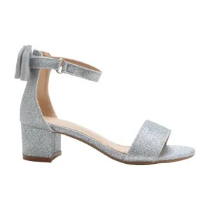 Silver Glitter Banded Block Heels