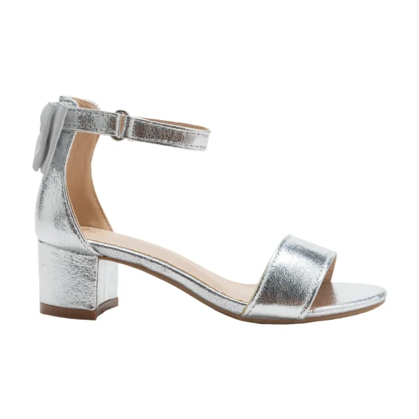 Silver Metallic Banded Block Heels