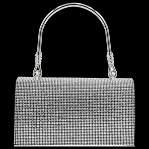 Silver Rhinestone Black Base Foldover Handbag