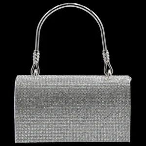 Silver Rhinestone Foldover Handbag