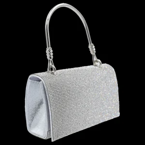 Silver Rhinestone Foldover Handbag