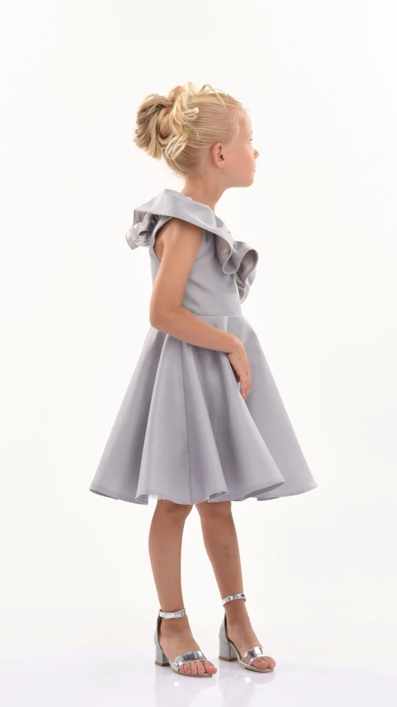 Silver Riviera Off Shoulder Ruffle Dress