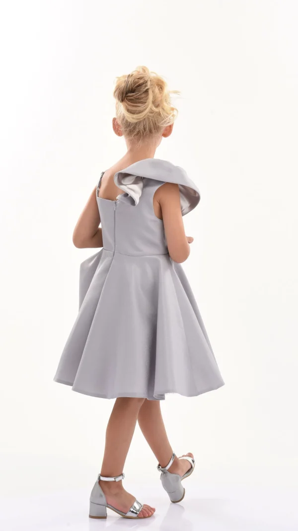 Silver Riviera Off Shoulder Ruffle Dress