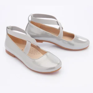 Silver Satin Ballerina Flats