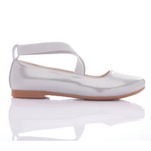 Silver Satin Ballerina Flats