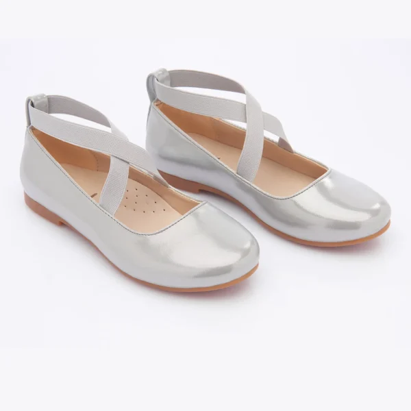 Silver Satin Ballerina Flats