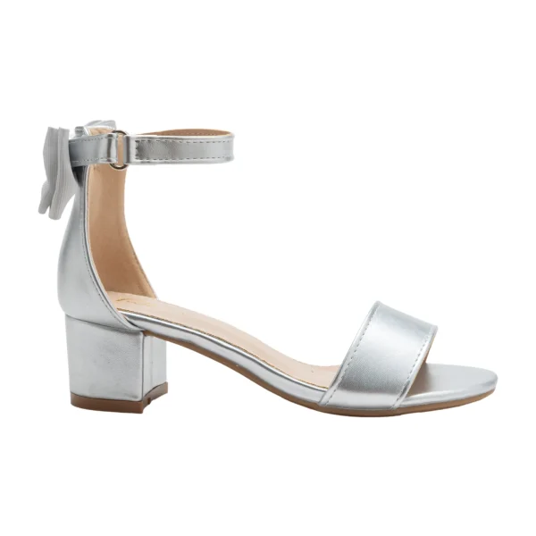 Silver Satin Banded Block Heels