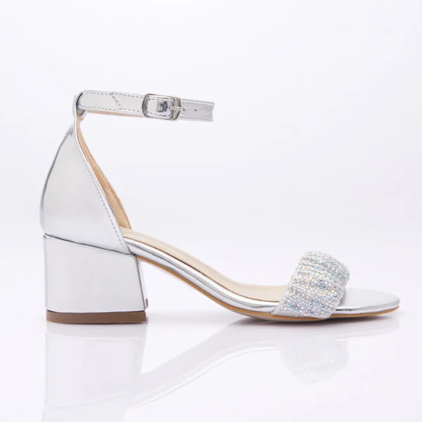 Silver Scrunch Rhinestone Heels