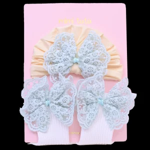 Teal Lace Bow and Yellow White Gift Set