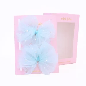 Tulle Bow Pearl Accented Hairclip Set