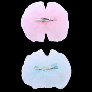 Tulle Bow Pearl Accented Hairclip Set