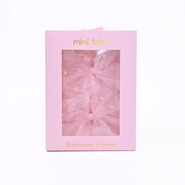 Tulle Bow Pearl Accented Hairclip Set