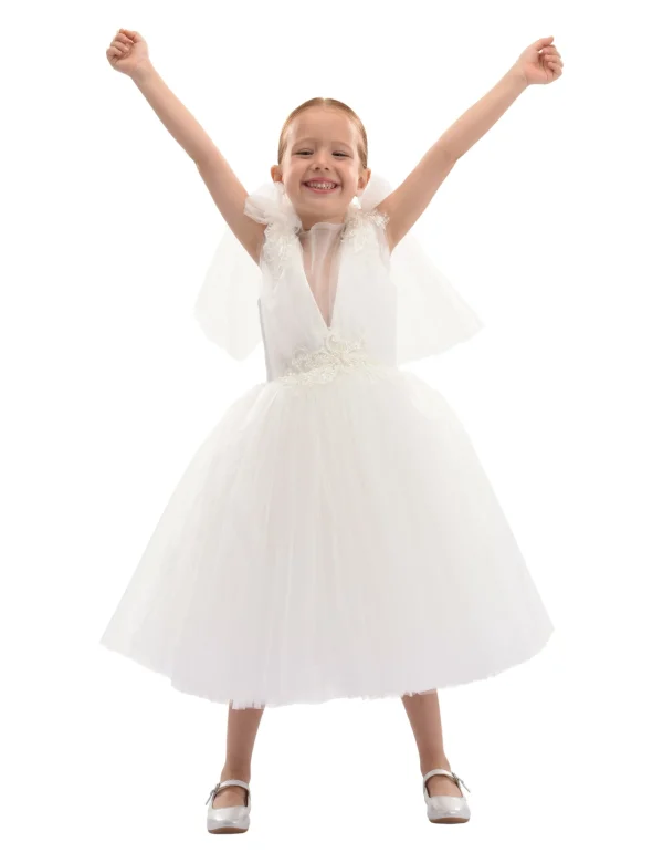 White Aspen Tulle Bow Dress