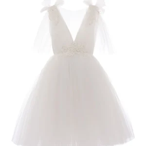 White Aspen Tulle Bow Dress