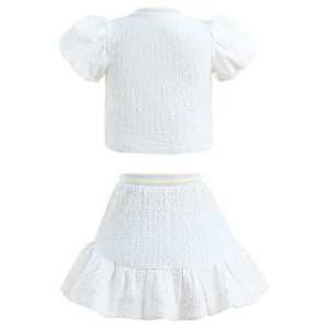 White Balloon Embroidered Skirt Outfit