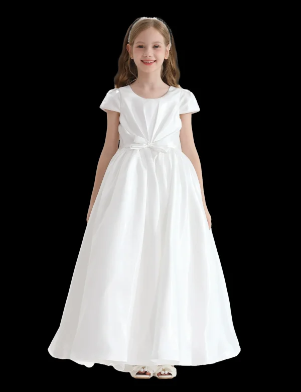 White Bow Long Brea Dress