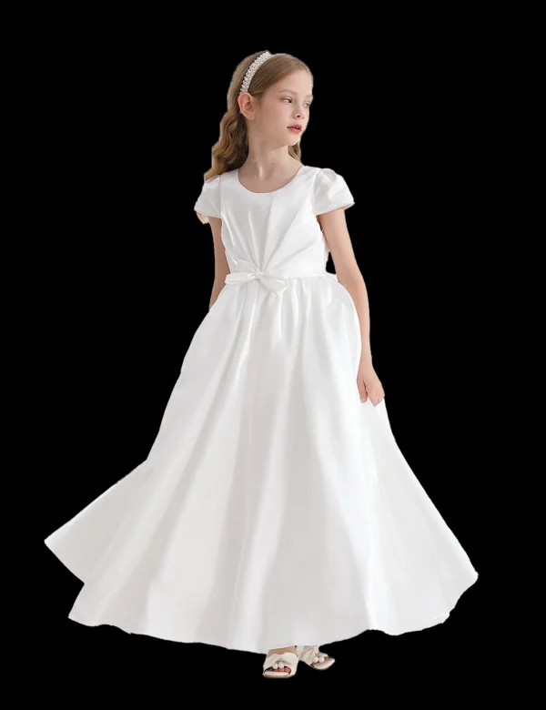 White Bow Long Brea Dress